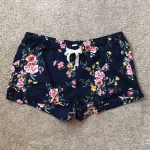 Blue floral pajama shorts